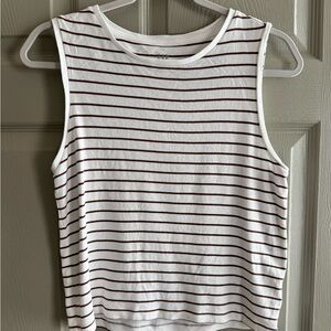 GAP White Tank Top with Brown Stripes